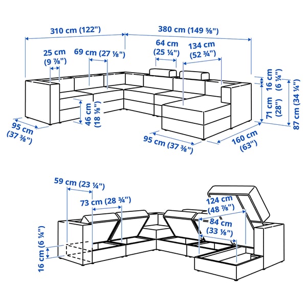 Illustration with measurements for the product: JÄTTEBO.