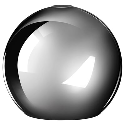 A sleek, black JAKOBSBYN glass lampshade with a metallic finish, mouth-blown for uniqueness and casting a soft glow.