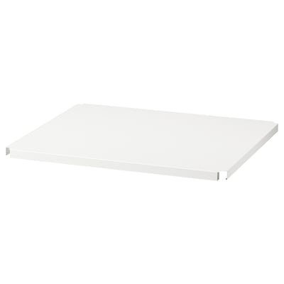 JONAXEL white shelf; simple, rectangular, metal, great for storage.
