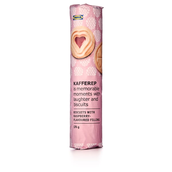 IKEA KAFFEREP biscuits pack, raspberry-flavored filling, 176g.