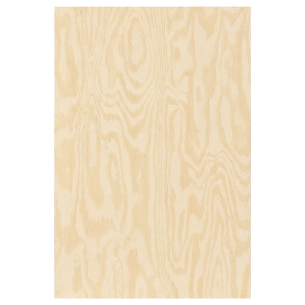 KALBÅDEN pine-style cabinet door with nickel hinge.