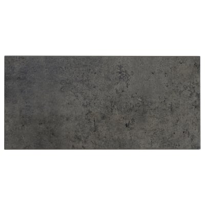 A rectangular, dark grey KALHYTTAN panel with a subtle concrete texture, made from laminate and particleboard, suitable for kitchen use.
