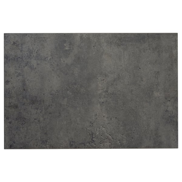 Dark grey KALHYTTAN front panel with a concrete texture for modern kitchen design. It is rectangular and made of laminate and particleboard.