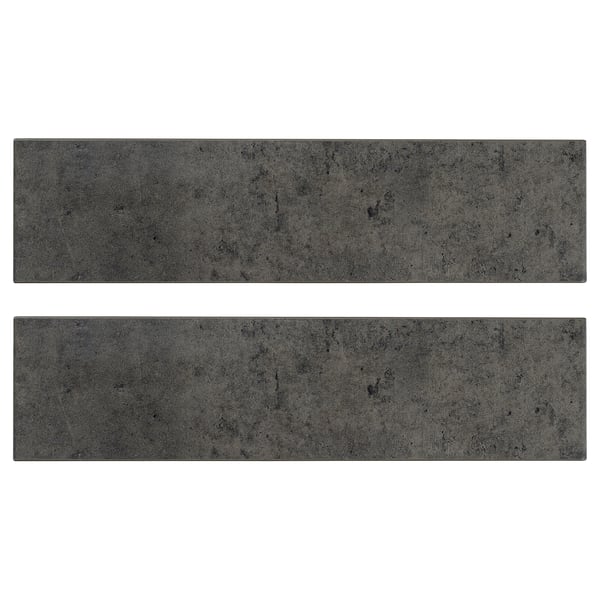 Two dark grey rectangular panels with a subtle concrete texture, smooth finish, evenly spaced against white background.