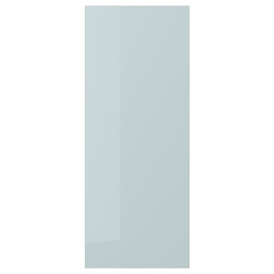 KALLARP high-gloss grey-blue kitchen cabinet door, rectangular, sleek design.
