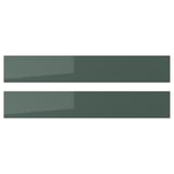 KALLARP drawer fronts: glossy grey-green, rectangular, eco-friendly plastic composite.