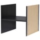 Two-sided KALLAX shelf insert, black & beige, pine wood, square shape, simple design.
