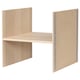 KALLAX shelf unit. Wooden, light oak color. Vertical divider or extra shelf. Simple, rectangular design.