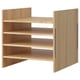 KALLAX: pine wood shelf unit, light brown, rectangular, four equal compartments, natural solid wood design.