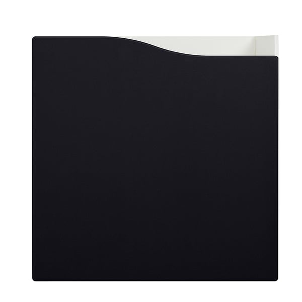 Black storage unit with a smooth, flat blackboard door and sleek edges, perfect for organization and notes.