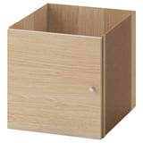 KALLAX cube organizer, light brown. Wooden cubic storage unit with smooth edges. Ideal for shelves and drawers.