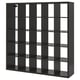 Option: Black KALLAX cube storage unit 16 square compartments for versatile storage.