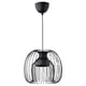 KALLFRONT black pendant lamp, modern design with spiral wires, hangs from ceiling.