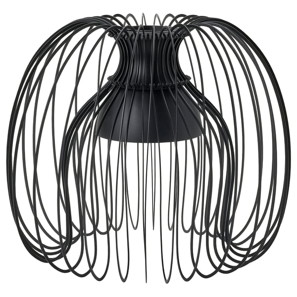 KALLFRONT black pendant lamp, round shape with curved metal wires, modern design.