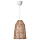 A KAPPELAND pendant lamp with a natural rattan shade, featuring a herringbone pattern. The lamp is conical-shaped and hangs from a white ceiling cup.