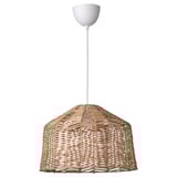 KAPPELAND rattan pendant lamp. Natural beige, woven design, conical shape. Handsome, warm, and welcoming.