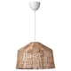 KAPPELAND rattan pendant lamp. Natural beige, woven design, conical shape. Handsome, warm, and welcoming.