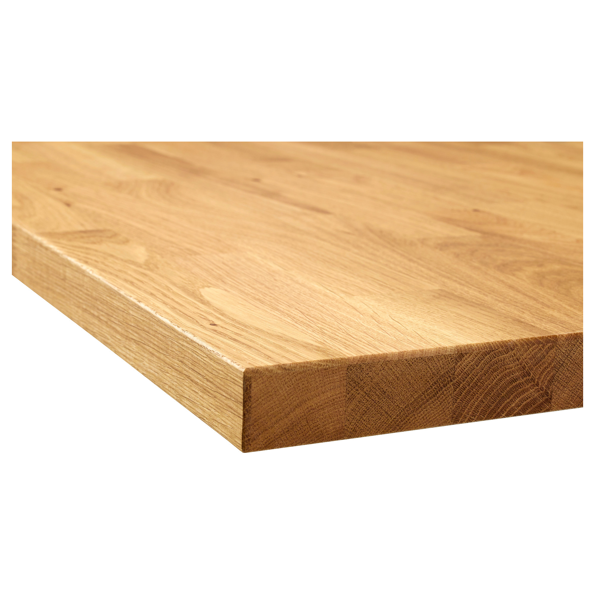 Smooth wooden countertop with warm, natural finish. Visible wood grain texture, rounded edges. High-quality craftsmanship, durable and polished.