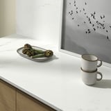 KASKER Custom made worktop, white/grey-beige marble effect/quartz, 1 m²x2.0 cm