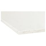 Large, pristine white quartz worktop displayed. Smooth, even surface showcasing high-quality, seamless finish.