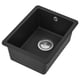 Black KILSVIKEN quartz sink, single bowl, modern design with stainless drain.