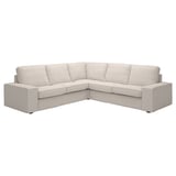 KIVIK sectional sofa: cream-colored, l-shaped, plush with removable armrests, perfect for cozy relaxation.
