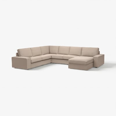 KIVIK beige sectional sofa, modern design with low armrests, perfect for relaxation.