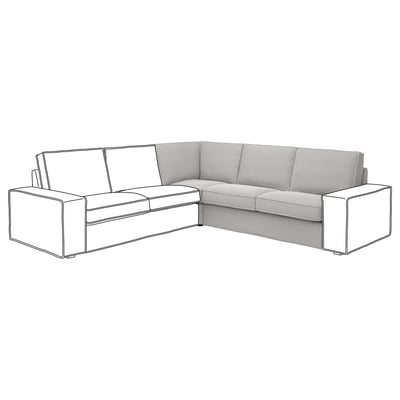 A KIVIK sectional couch in grey, with a sleek, modern design, and a slightly reflective chenille cover.
