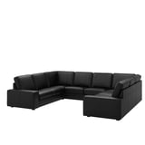 Black KIVIK sectional sofa: sleek, l-shape, comfy design with low armrests & deep cushions.