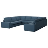 KIVIK sofa, blue, l-shaped, soft fabric, modular sections, modern design.