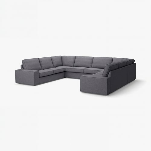 Grey KIVIK sectional, u-shaped, soft modern design.
