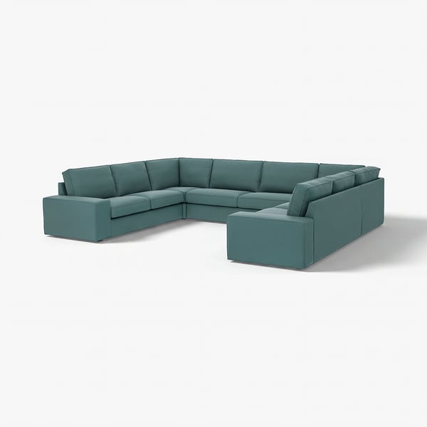 KIVIK U-shaped sofa, 7-seat, Kelinge grey-turquoise
