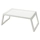KLIPSK white plastic folding bed tray, rectangular shape, modern design.