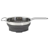 KLOCKREN, gray collapsible colander, stainless steel & silicone, round with handles.