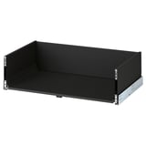 Knipshult black drawer, sleek, rectangular with smooth finish, durable melamine, closes softly.