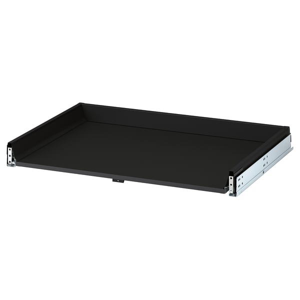 KNIVSHULT black drawer, sleek dark finish, steel & particleboard, smooth surface.