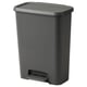 This image shows a gray KNÖCKLA plastic pedal bin with a soft-closing lid, designed for waste or recycling.