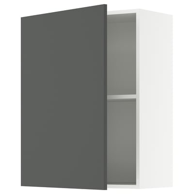 KNOXHULT gray kitchen wall cabinet, rectangular, modern, with dark gray front.