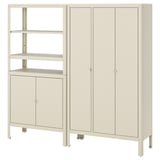 Beige kolbjorn storage unit with shelves and cabinet, rust-resistant steel.