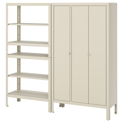 KOLBJÖRN, white, adjustable storage unit & cabinet, metal, rectangular, indoor/outdoor use.
