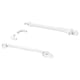 KOMPLEMENT white wardrobe organizers: two rods, plastic wheels, metal brackets.