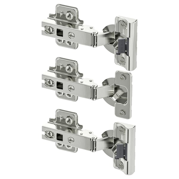 KOMPLEMENT nickel hinges; set of three, stainless-steel, with integrated damper; soft close mechanism.