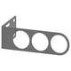 The KOMPLEMENT gray metal valet hanger has three circular hooks, ideal for hanging clothes.