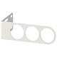 A KOMPLEMENT valet hanger in white, made of steel, with three circular openings for hanging clothes.