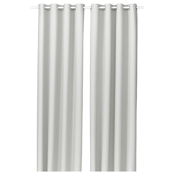 KORGMOTT white curtains: modern, textured, with eyelets, block-out fabric.