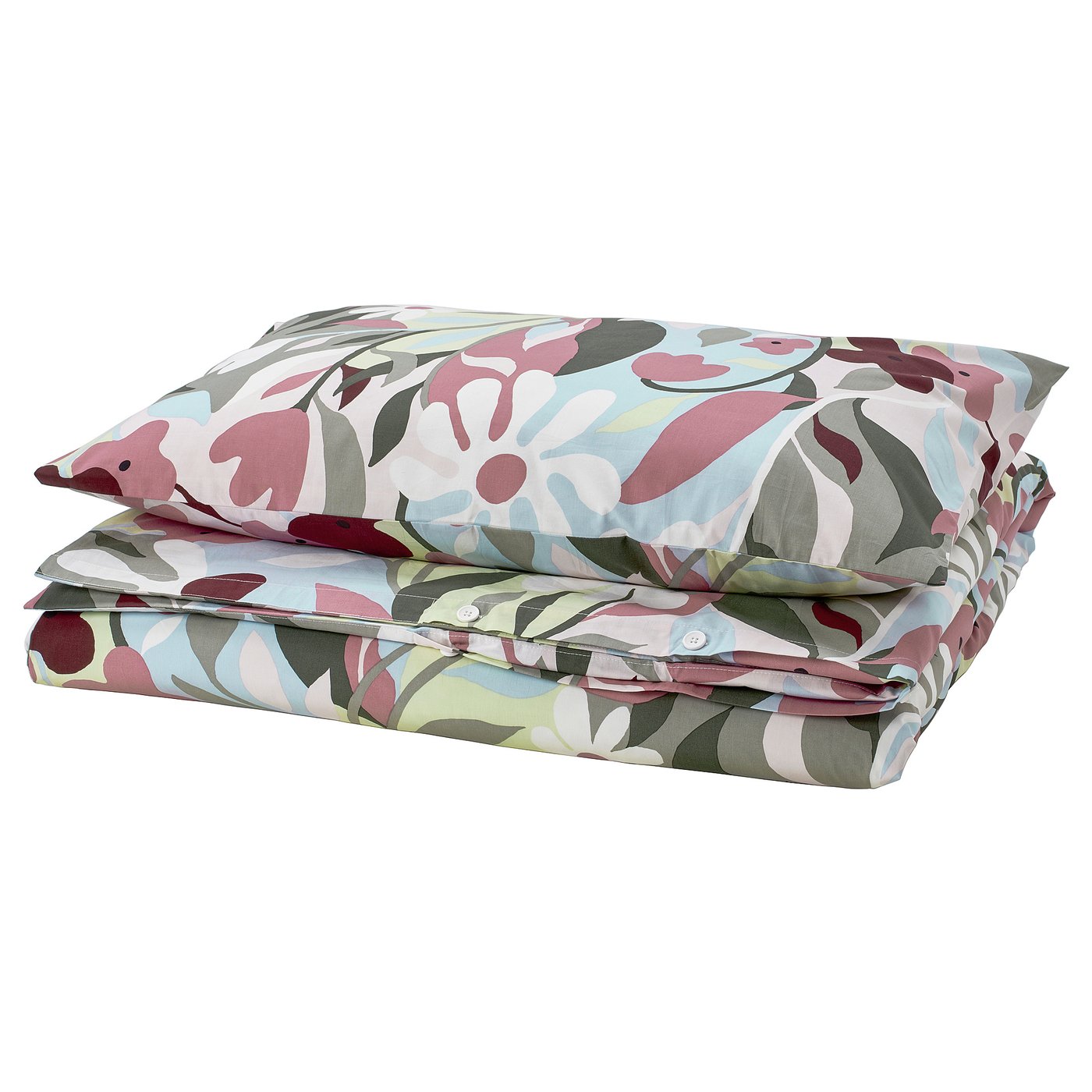 KORSKOVALL duvet set, multicolor floral pattern, soft cotton-viscose blend, neatly folded.