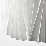Modern pleated lampshade, crisp white, sleek design.