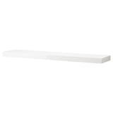White LACK wall shelf. Sleek, rectangular, minimalist design with hidden suspension brackets.
