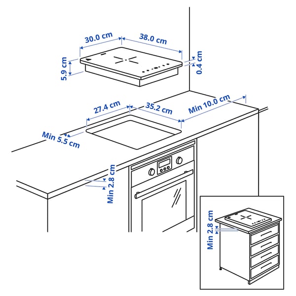 Illustration with measurements for the product: LAGAN.
