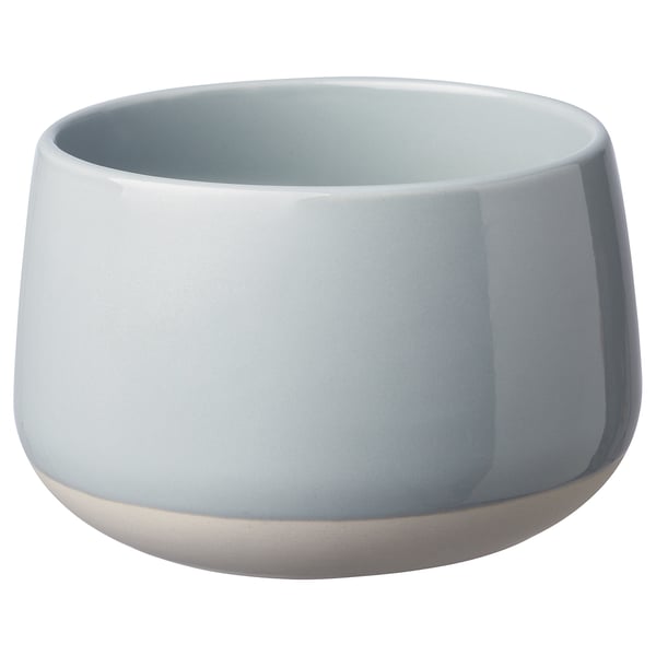 LAGERBÄR blue-glazed stoneware bowl, round shape, smooth design.